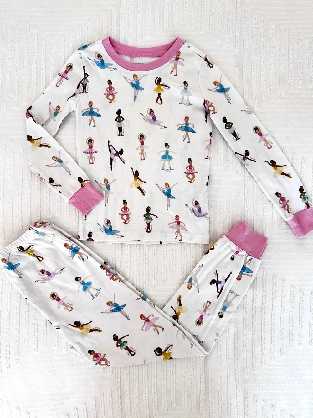 Pottery Barn Kids White Ballerina Print Pajama Set Size 8
